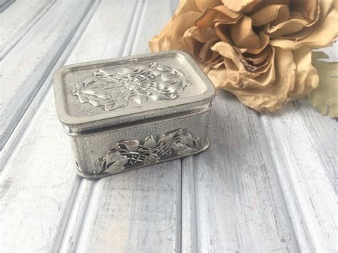 pewter metal box|pewter trinket box.